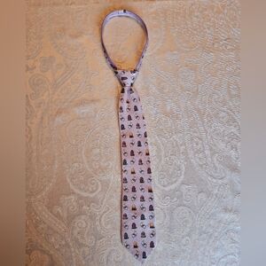 Vintage Club Room Kids Mauve Easter Bunny Eggs Spring Zip Tie 100% Silk RARE